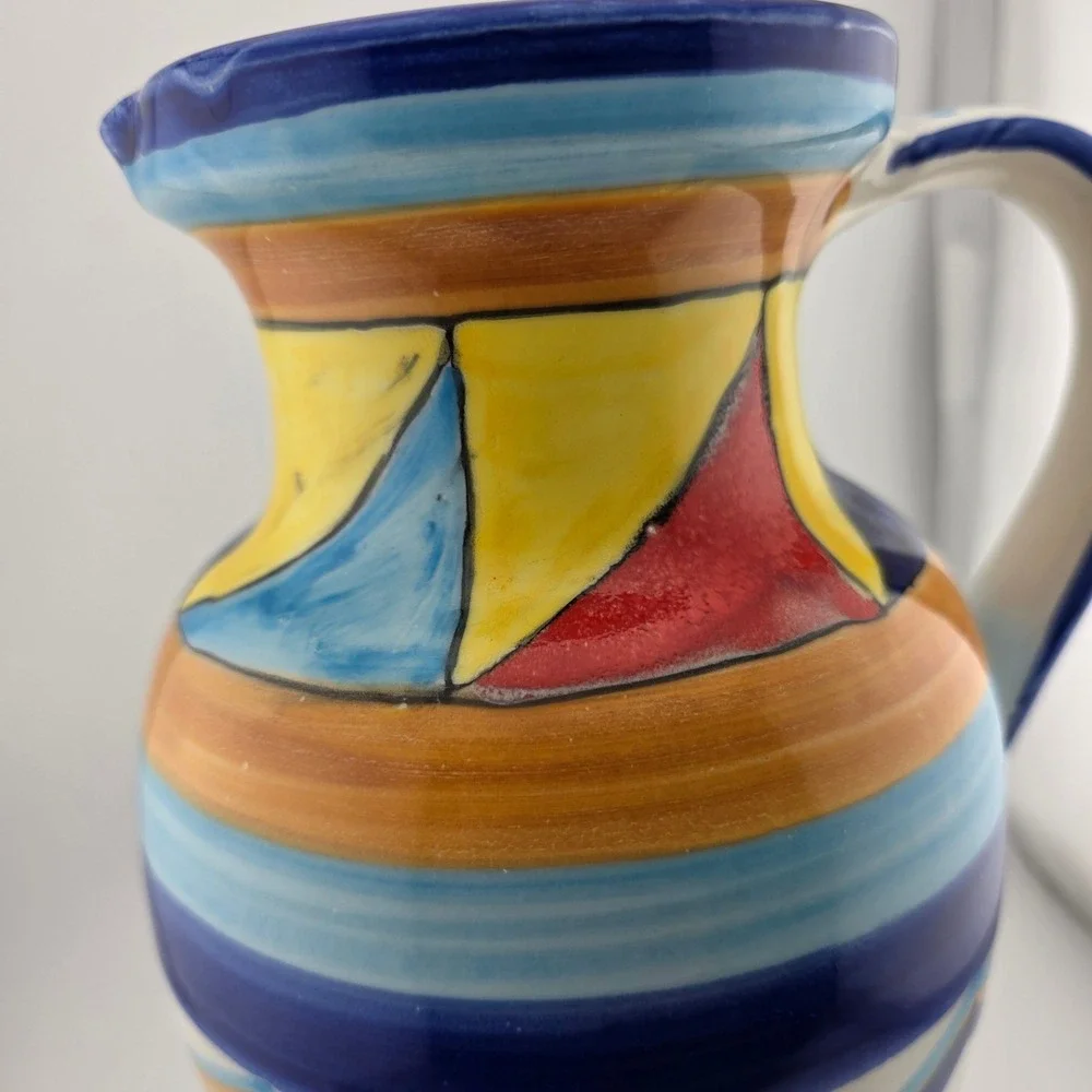 Pier 1 Imports Italian Hand Painted Ceramic Pitcher‎ Vase Made in Italy
